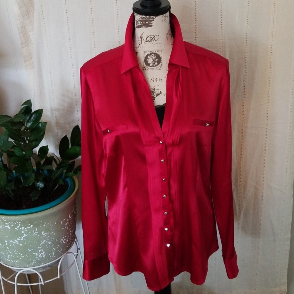 Satin like red blouse